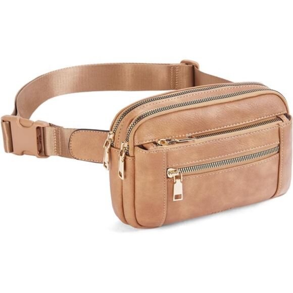 Women PU Leather Fanny Pack, Waist Bags Camel - Picture 1 of 6